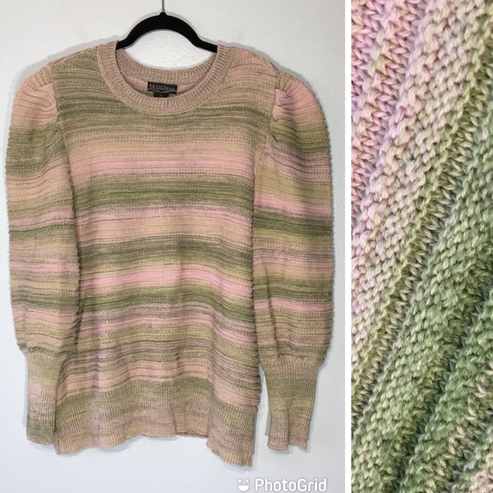 Design 365 Chunky Textured Knit Sweater with Puff Baloon Sleeves, Boho Plus Size